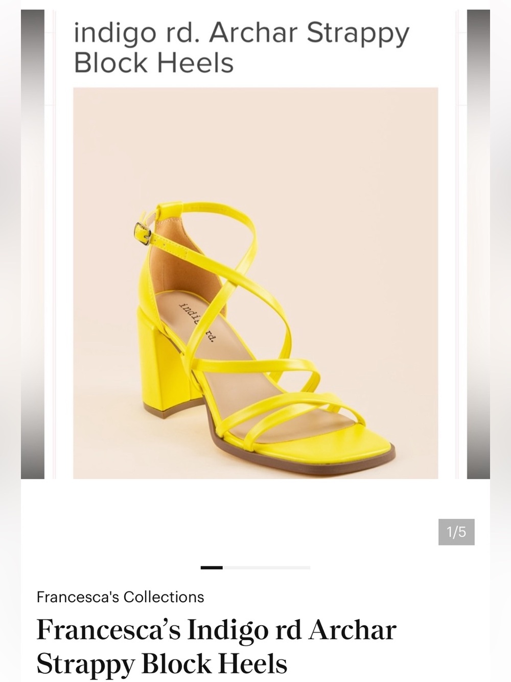 NIB Indigo Rd. Archar Strappy Block Heels in Yellow Size 8.5 from Francesca’s 💛